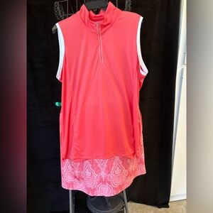 2 piece Lady Hagen Golf Skort and EP Pro Coral Sleeveless Quarter Zip Tank Top